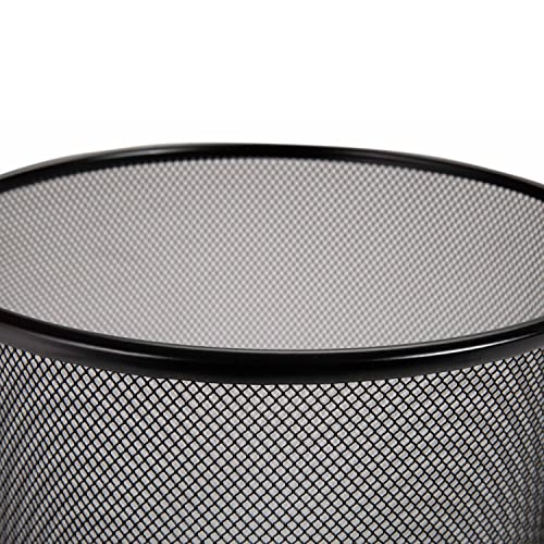 6-Gallon Round Steel Mesh Trash Can (2-Pack) - Black Office Wastebasket