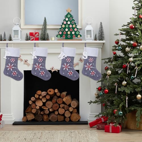 JKSVE 19.5 Inch Personalized Wooden Initial Christmas Stocking with Embroidered Snowflake (paw) – White Wood Initial, Polar Fleece Cuffs