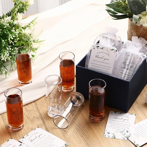Sliner 50 Set Wedding Shot Glasses Gift Favors Clear White - Party & Wedding Supplies