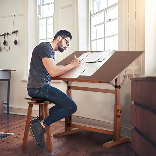 Adjustable Wooden Drafting Table 30" x 42" - Solid Pine Art & Drawing Desk