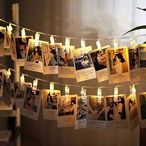 Skiennix LED Photo Clip String Lights - 40 Warm White Fairy Twinkle Lights for Photos & Artwork | 14 Feet