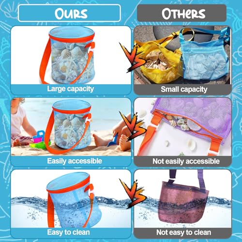Mesh Beach Shell Collecting Bag & Sand Toy Storage Bucket - 2 Pack