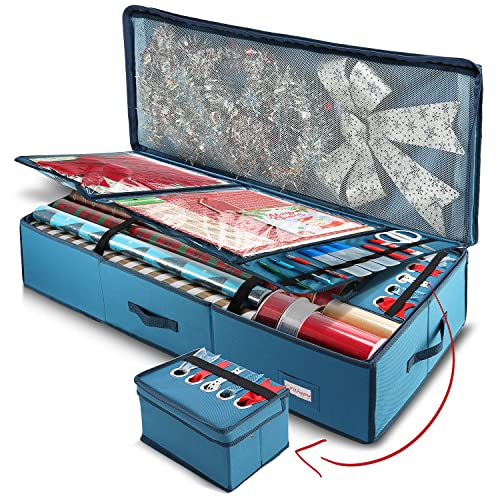 Wrapping Paper Storage Container for 40-Inch Rolls with Ribbon Dispenser