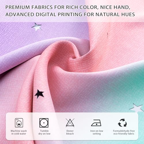 Rainbow Unicorn Blackout Curtains for Kids Bedroom - 34"x63"