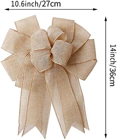 Skiennix Large Rustic Jute Bows - Holiday Ornaments for Wreaths & Door Decor | Perfect for Parties