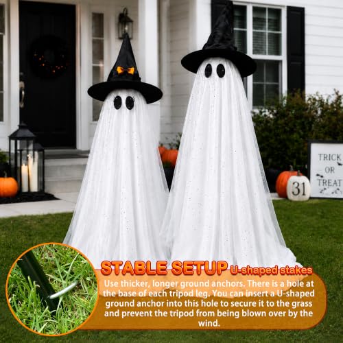 Lighted Halloween Ghost Outdoor Yard Decorations with Remote - 2 Pack