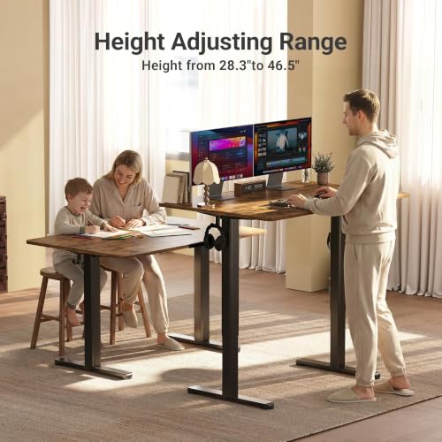 Electric Height Adjustable Standing Desk - 48x24 Inch Rustic Brown Desk