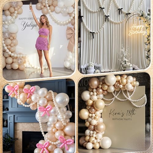 100 Pcs 2.2-Inch Pearlescent White Pearl Ball Garland Kit for Party Decor