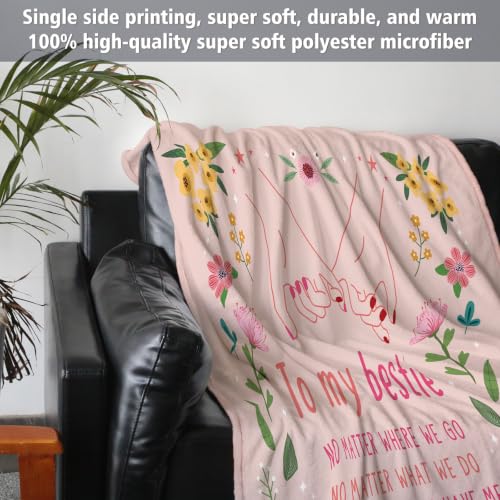 GiltGlimmer Best Friend Blanket 60 x 50 in Pink – Birthday & Christmas Gift for Women, Bestie