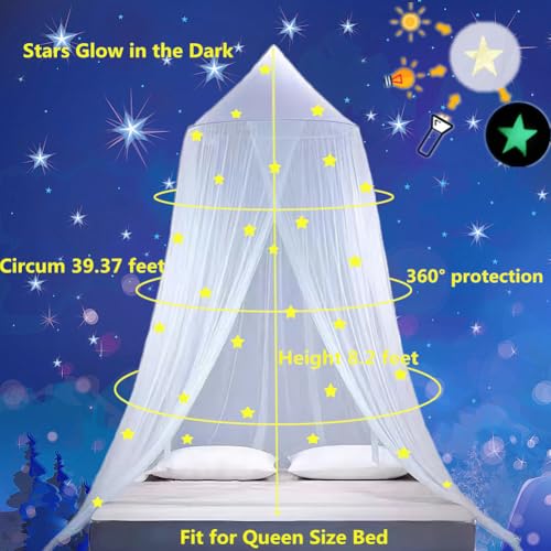 Glow in the Dark Princess Bed Canopy - Pink Hanging Mosquito Net Decor