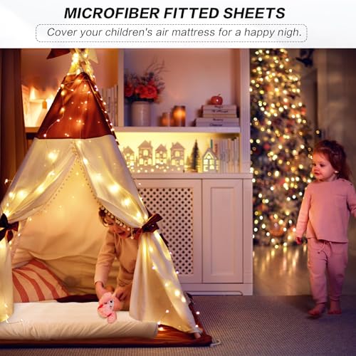 Soft Microfiber Fitted Sheet for Kids Air Mattress, 62 x 35 Inch, White