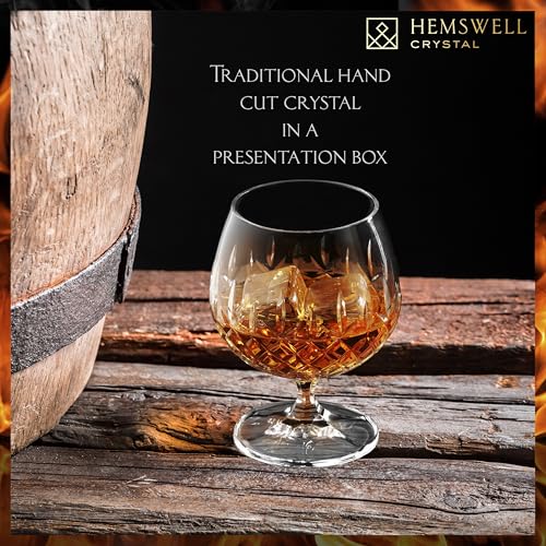 Hemswell Crystal Brandy Snifter - European Lead-Free Crystal Glass 8.5oz - Wicklow Cut Variation 1