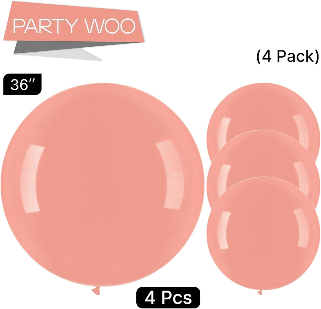 PartyWoo 36-Inch Dusty Pink Balloons - Blush Rose Latex Helium for Weddings & Birthdays | 4-Pack