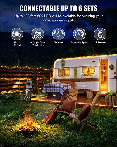 Color Changing Rope Lights Outdoor 99ft Connectable LED String Lights - 18 Colors