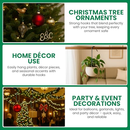 Heavy Duty Green Christmas Tree Ornament Hooks - 450 Pack (1.4 & 2.5 Inch)