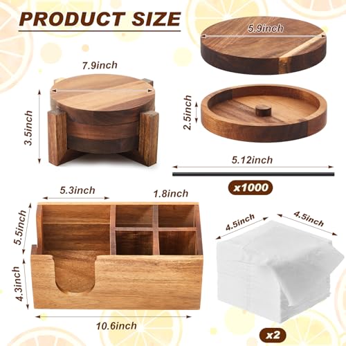 Multifunctional Acacia Bar Caddy & 3-Tier Glass Rimmer Set for Drinks