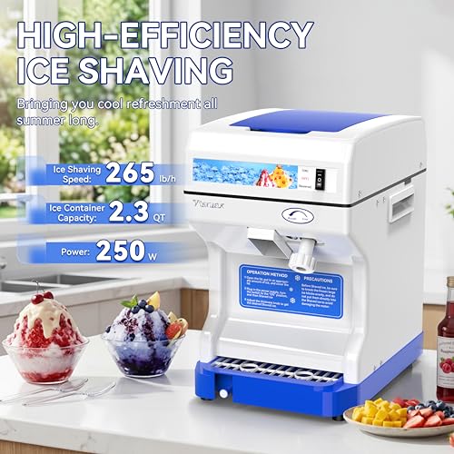 Vtsmax 2.3Qt Ice Shaver Machine 250W Snow Cone Maker for Commercial Use
