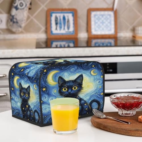 2-Slice Toaster Cover Waterproof Dust Protector with Cat Moon Print