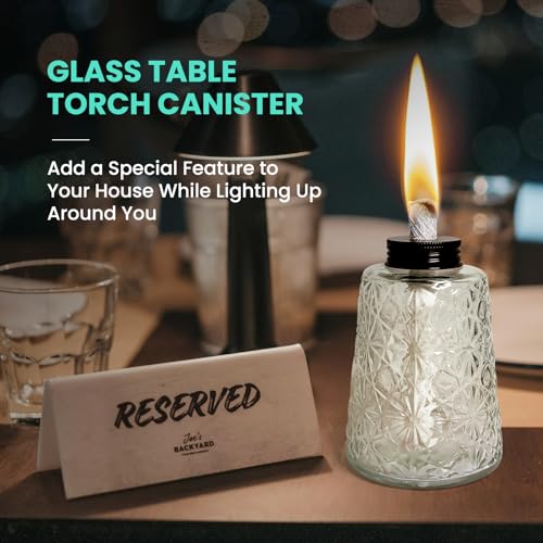 2-Pack Glass Tabletop Citronella Torches with Wicks & Snuffers for Patio