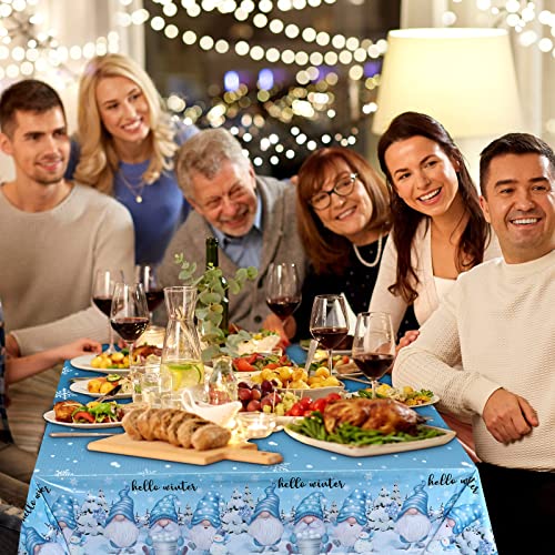 Frienda 3 Pack Winter Gnome Tablecloths 108x54 Inch Snowflake Holiday Cover