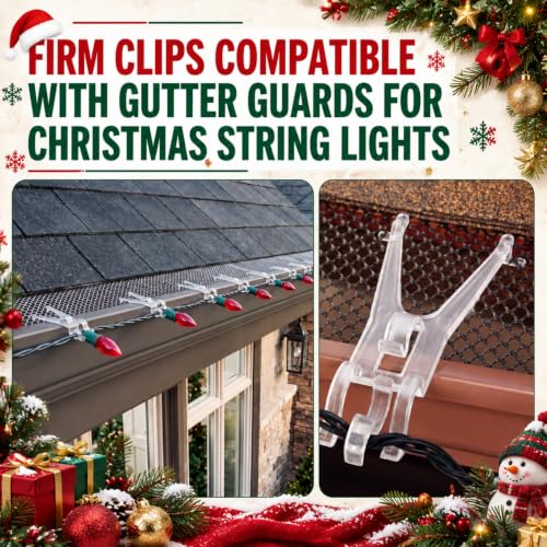 100 Pcs Christmas Light Clips for Gutters with Guards – Leinuosen 100 Pack