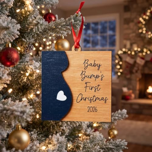 Baby Bump's First Christmas Wooden Ornament - Pregnancy Keepsake 2026