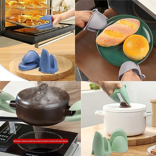 Heat-Resistant Silicone Mini Oven Mitts for Baking and Air Fryers - Blue