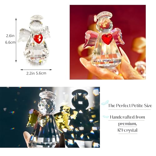 6-Pack Handcrafted Crystal Glass Angel Figurines - Tabletop Decor Set