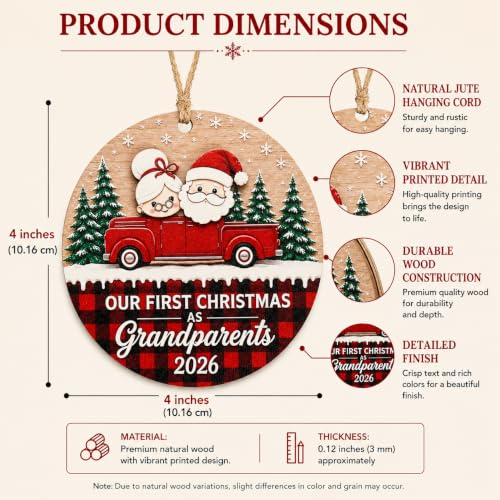 First Christmas as Grandparents Ornament - Grandma Grandpa 2026 – KINGDUHU, Grandparent Gifts