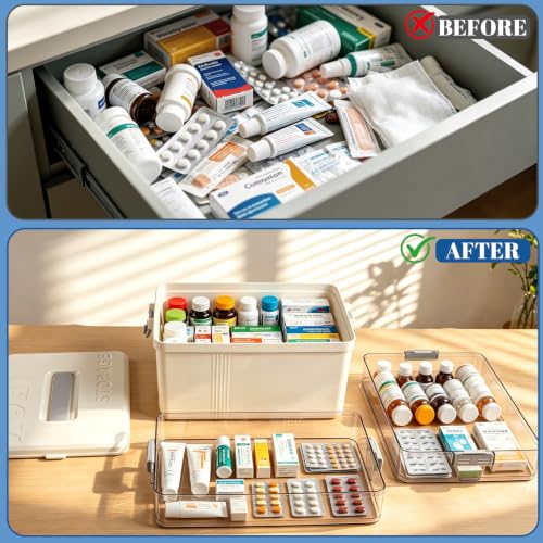 3-Tier Medicine Storage Box with 7-Day Pill Organizer & Handle
