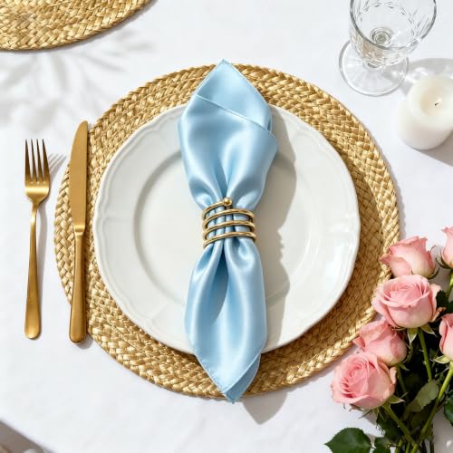 ZEBMOON Light Blue Satin Napkins 17x17 Inch Bulk Set of 80 - Elegant Table Decor