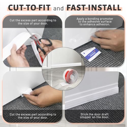Self-Adhesive Silicone Door Draft Stopper 4-Pack - 2" x 39" Door Sweep