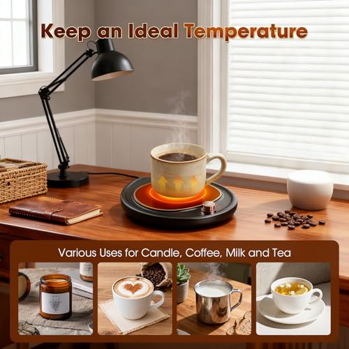 MQUPIN Black Coffee Mug Warmer with Dual-Temp Settings for Coffee & Tea