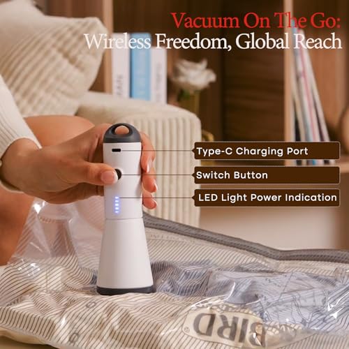 Vacbird Travel Vacuum Bags with Rechargeable Pump, Space Saver Set