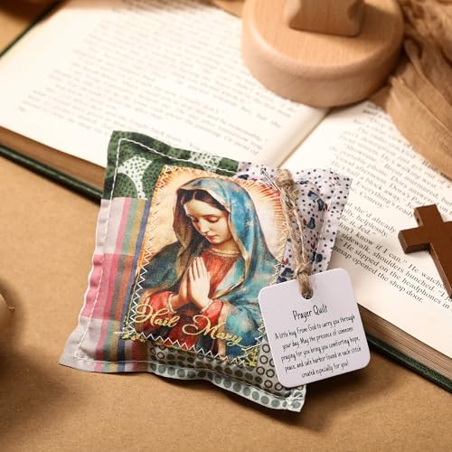 Mini Prayer Quilt with Wooden Cross - Catholic Sympathy Gift