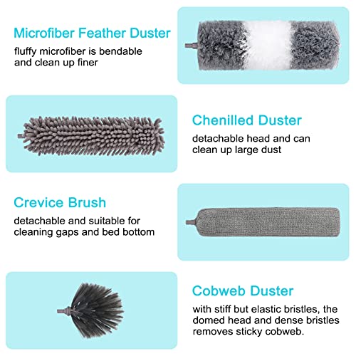 12-Piece Microfiber Duster Set with 100-Inch Extendable Pole for High Ceilings