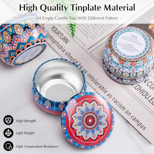 24 Empty Candle Tins 2.5 oz with Lids - Candle Making Kit