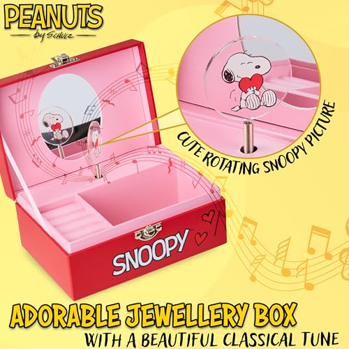 Snoopy Musical Jewelry Box for Girls with Ring Storage and Compartments