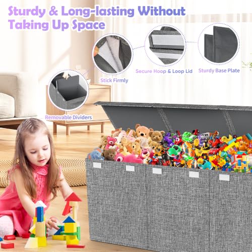 Extra Large Collapsible Toy Chest with Lids and Dividers - 40-Inch Storage