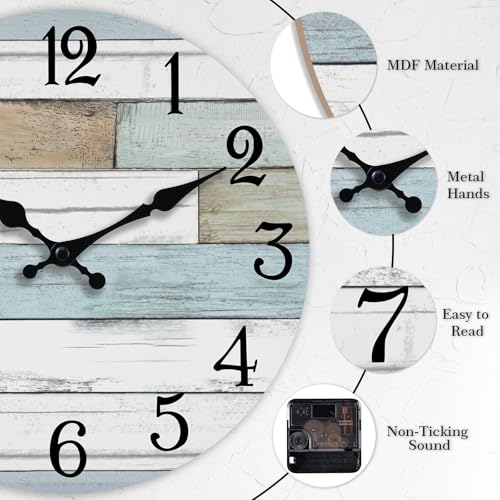 8-Inch Silent Wall Clock - Nautical Non-Ticking Analog Clock for Home