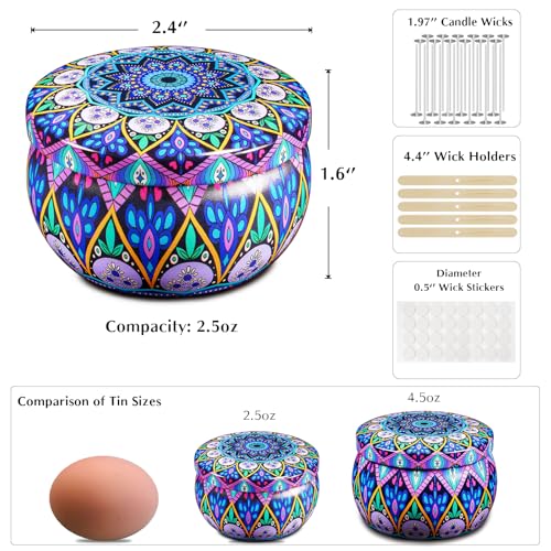 24 Empty Candle Tins 2.5 oz with Lids - Candle Making Kit