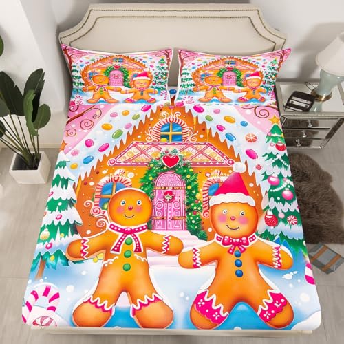 Feelyou Kids Merry Christmas Pink Fitted Sheet Set - Full Size, Multi 119