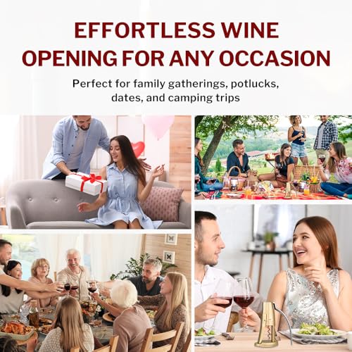 Compact Vertical Lever Corkscrew Wine Opener with Foil Cutter - Champagne Gold
