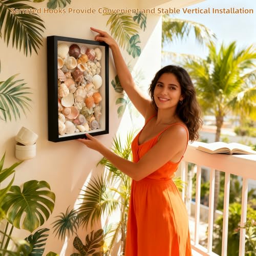 5x7 Shadow Box Frame - Black Wooden Deep Display Case for Wall or Tabletop