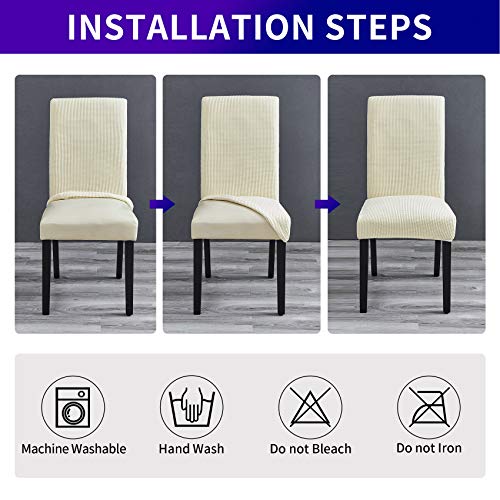 Removable Stretch Dining Chair Covers, Set of 4 - Ivory