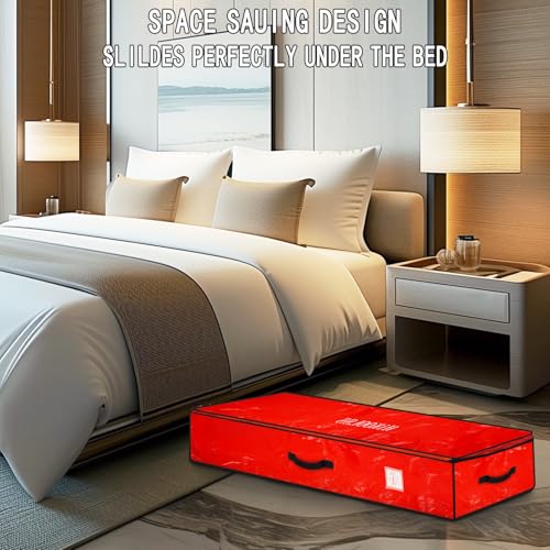 Underbed Wrapping Paper Storage Container 43 Inch Red Holiday Gift Wrap Organizer