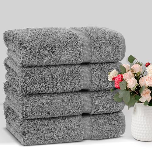 Chakir Turkish Linens 4-Piece 100% Cotton Bath Towels - Gray