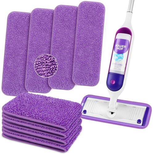 Reusable Microfiber Mop Pads 8-Pack for 13-15 Inch Mops, Wet & Dry