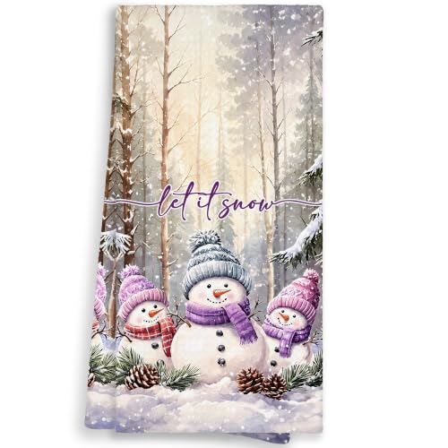 Snowman-2 Rustic Farmhouse Christmas Kitchen Towels 16x24in WAITPI