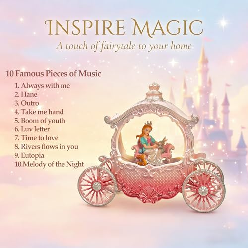 Pink Princess Carriage Musical Snow Globe Lantern with LED Lights & Glitter